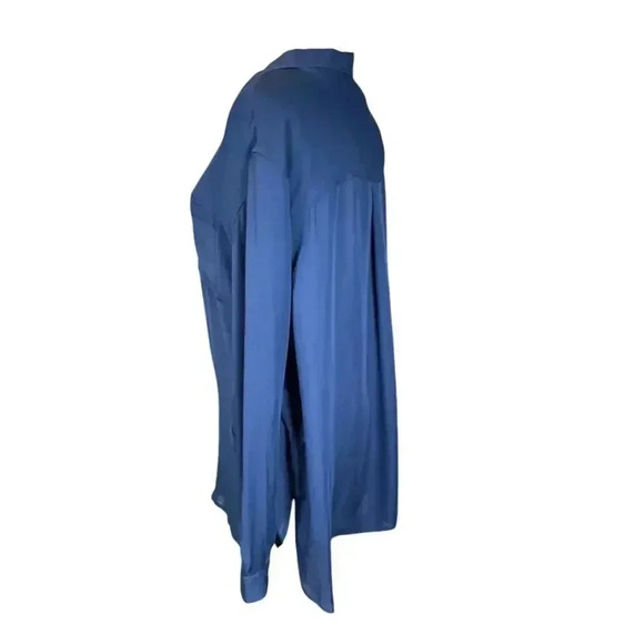 PENDLETON WOMEN'S LONG-SLEEVE SILK BUTTON-UP SHIRT NWT SIZE LARGE BLUE - Picture 5 of 15